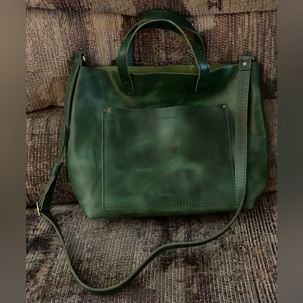 Portland Leather Goods Classic medium crossbody tote - Cowboy Mint.